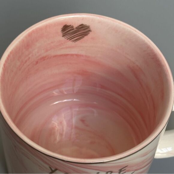 Hendson You're Awesome Keep That Shit Up Ceramic Mug Pink and Gold Marble - Picture 7 of 9